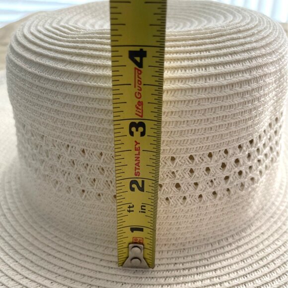 Nine West Soft White Wide-Brim Straw Floppy Summer Sun Travel Beach Pool Hat - Picture 7 of 13